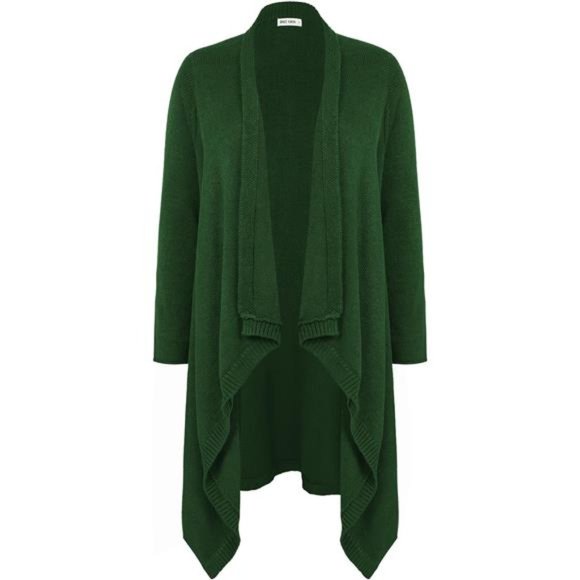 Trendy Draped Collar Long Sleeve Open Front Knit Cardigan